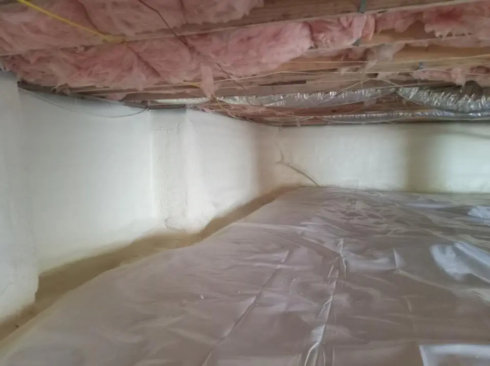 Crawl space encapsulation with closed-cell spray foam for Spray Foam Roofing in Saco